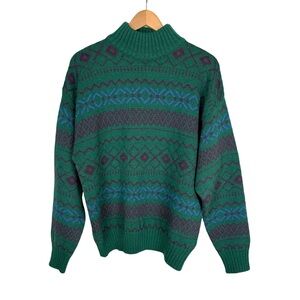 Fair Isle Wool Sweater Christopher Hayes Vintage Turtleneck Thick